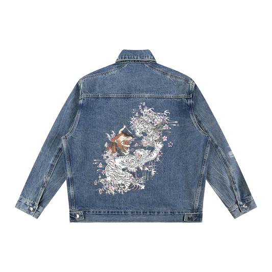 Vintage Wash Zip Up Denim Jacket