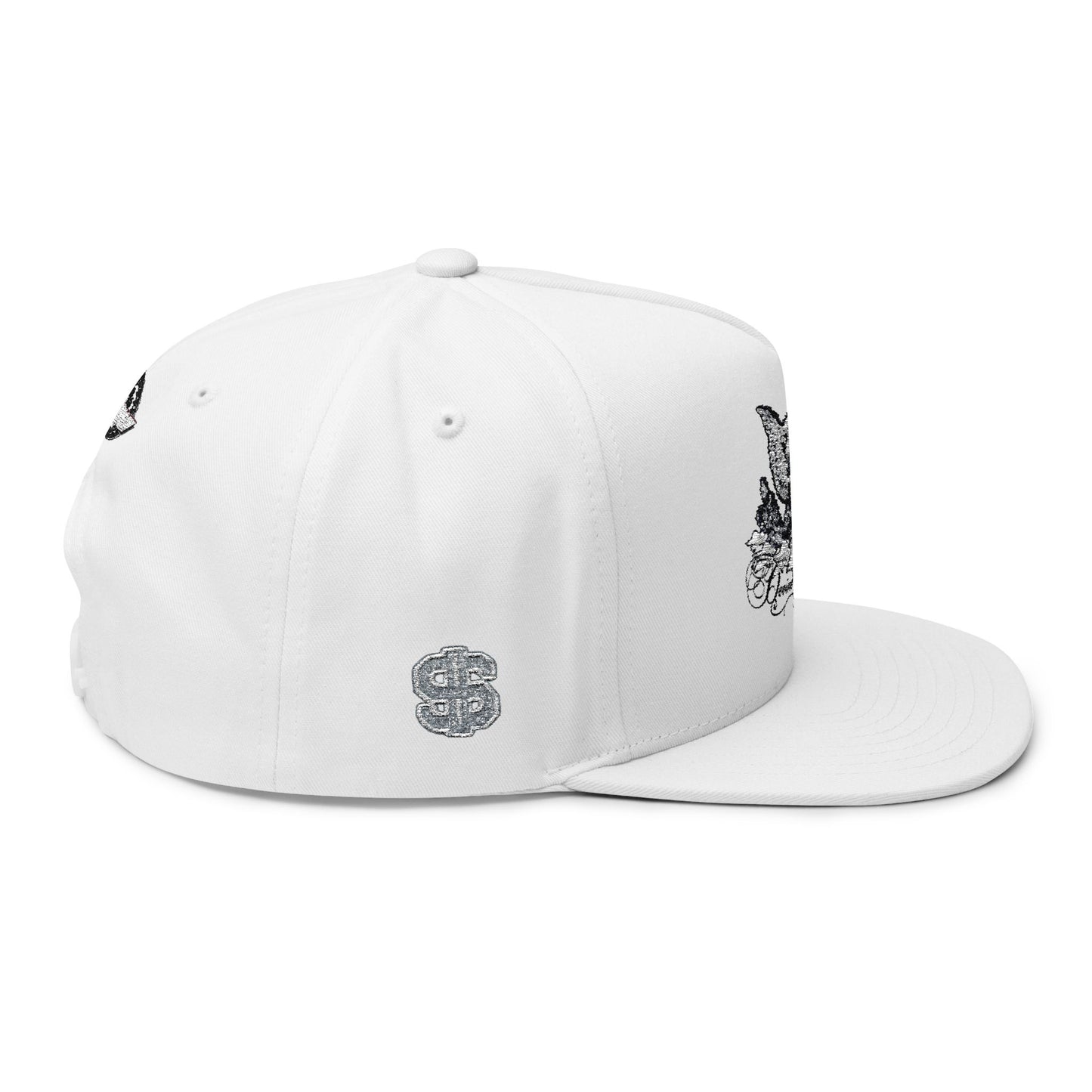 Embroidered Eagle Flat Bill Cap — Rhinestone Crest Snapback