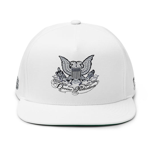 Embroidered Eagle Flat Bill Cap — Rhinestone Crest Snapback