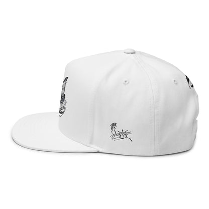 Embroidered Eagle Flat Bill Cap — Rhinestone Crest Snapback