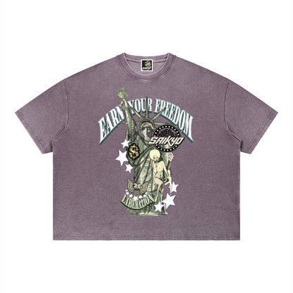 Unisex Vintage Wash Sunfade Boxy Waffle T-Shirt