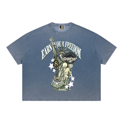 Unisex Vintage Wash Sunfade Boxy Waffle T-Shirt