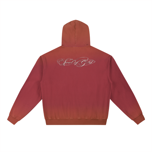 Vintage Washed Gradient Fleece Hoodie