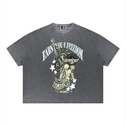 Unisex Vintage Wash Sunfade Boxy Waffle T-Shirt