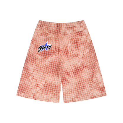 Unisex Vintage Wash Plaid Shorts