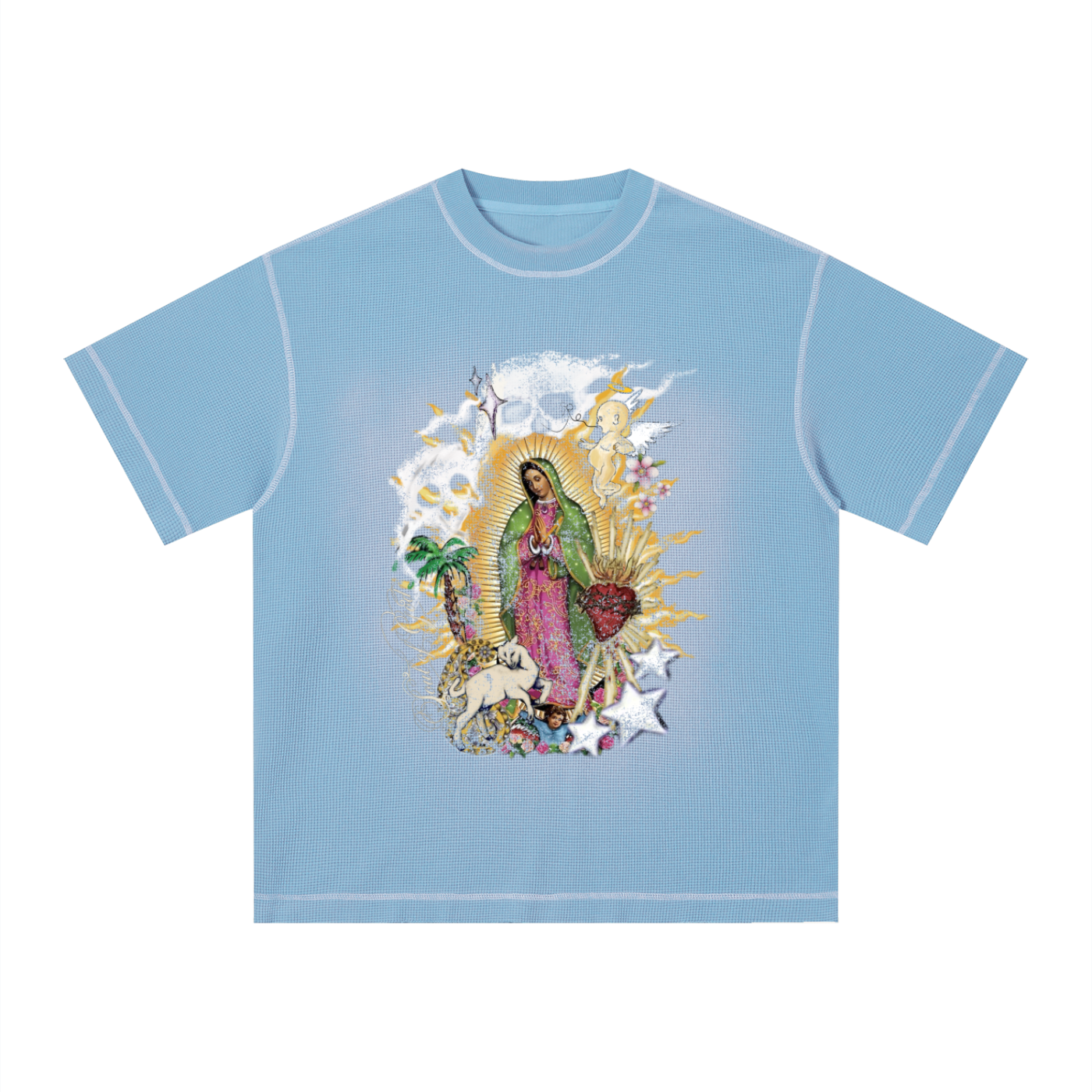 Unisex Sunfade Waffle Boxy T-Shirt