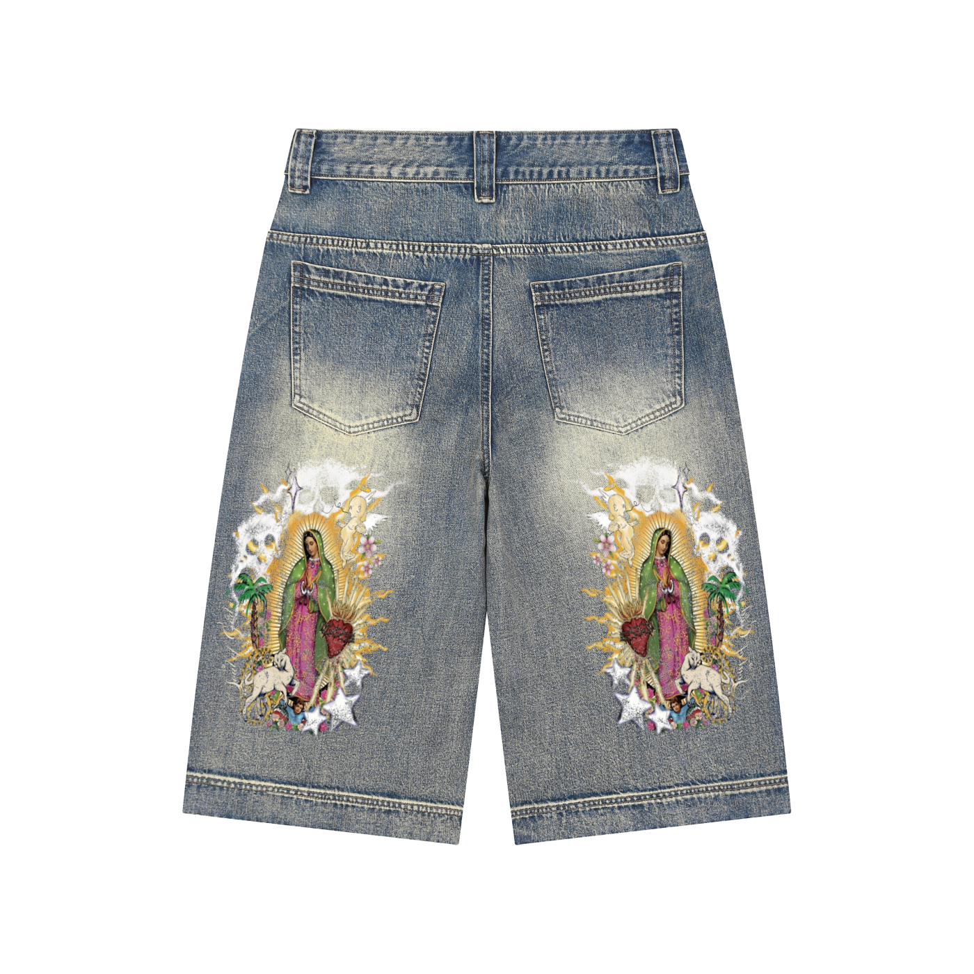 Vintage Wash Baggy Denim Shorts
