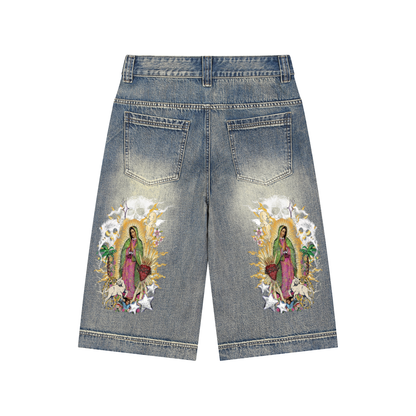 Vintage Wash Baggy Denim Shorts